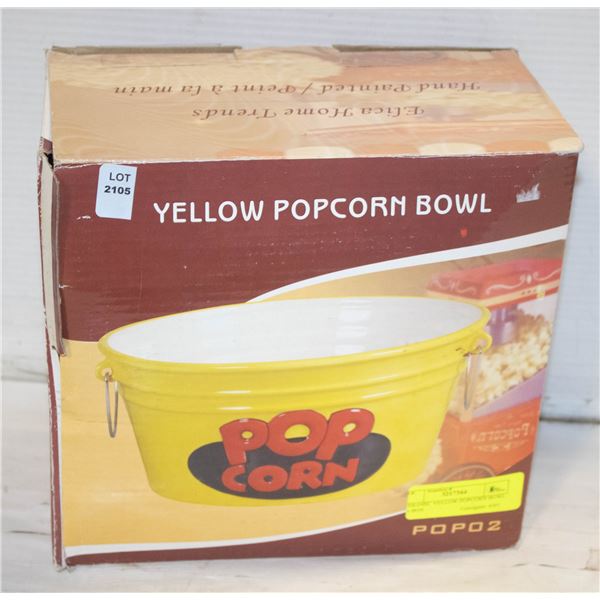 CERAMIC YELLOW POPCORN BOWL IN BOX