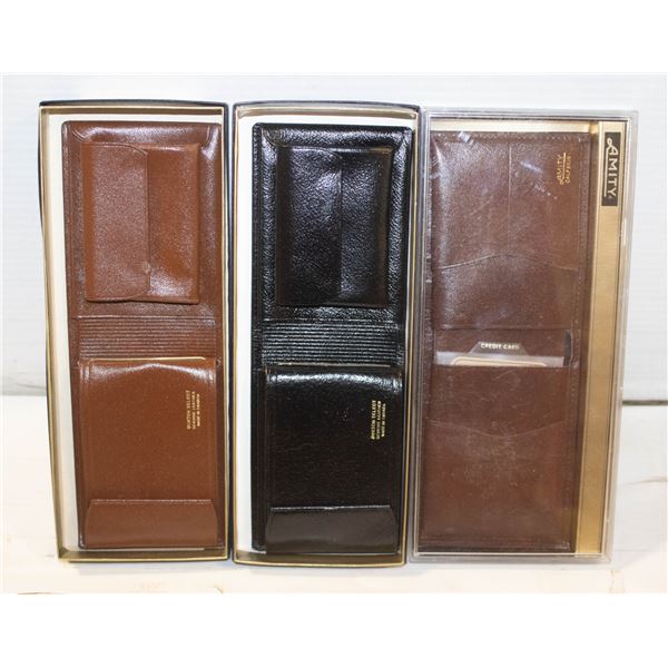 LEATHER WALLETS- NEW IN BOX- ASSORTED