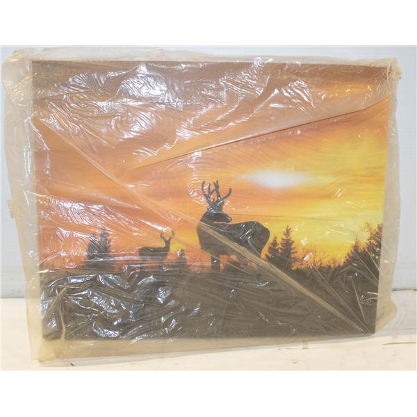 PAINTED CANVAS BUCKS AT SUNSET