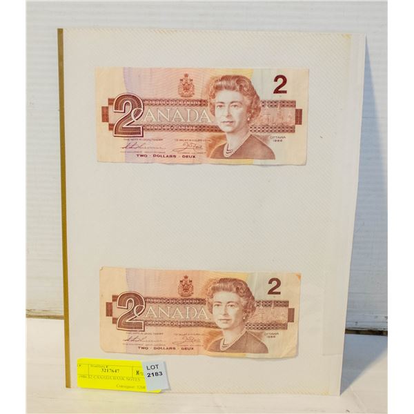 2 1986 $2 CANADA BANK NOTES
