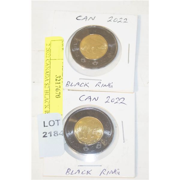 2 2022 CANADA $2 BLACK RING TOONIES