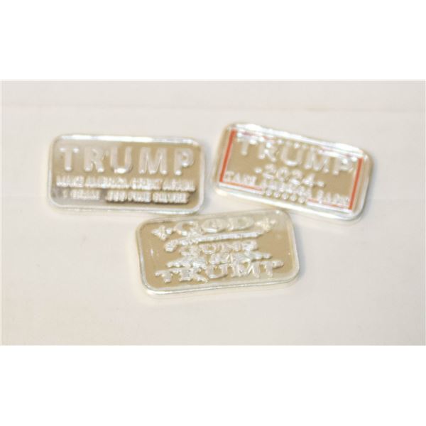 LOT OF NEW ONE GRAM TRUMP .999 FINE SILVER-3PCS