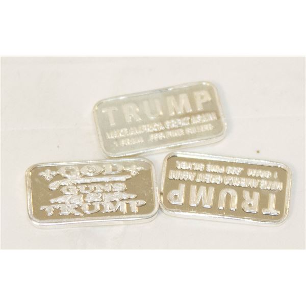 LOT OF NEW ONE GRAM TRUMP .999 FINE SILVER-3PCS