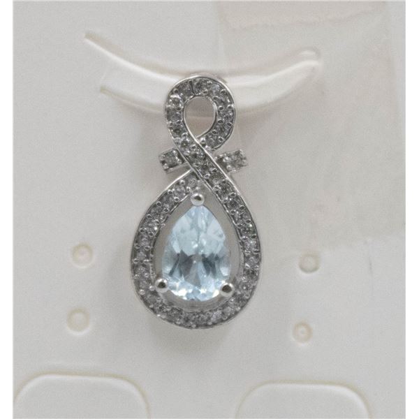 #120-BLUE TOPAZ & CZ PENDANT