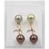 Image 1 : #28- SEA SHELL PEARL EARRINGS 2 PAIR