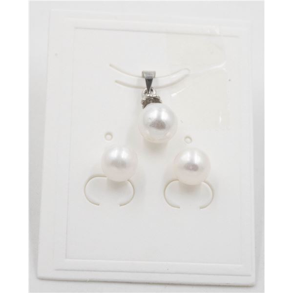 #39-AKOYA PEARL EARRING & SHELL PEARL  PENDANT