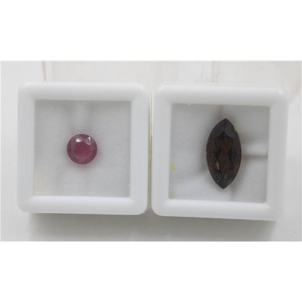 #189-SMOKEY QUARTZ 4.75 CT & HEATED RUBY 1.85 CT