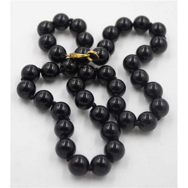 #60- NATURAL BLACK AGATE STONE NECKLACE 18"