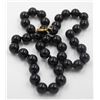 Image 1 : #60- NATURAL BLACK AGATE STONE NECKLACE 18"