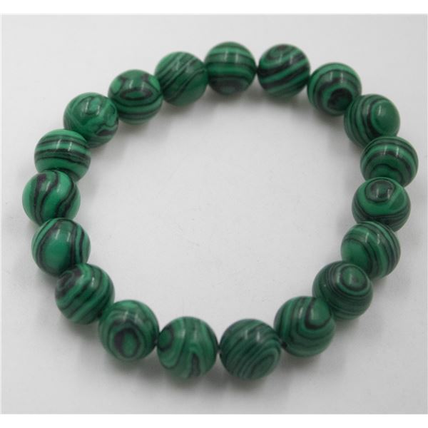 #93-GREEN MALACHITE BARCELET 10MM/ 7.5"