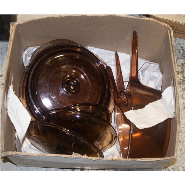 VINTAGE CORNING VISIONS COOKWARE- SET OF 5