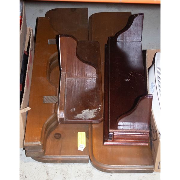 WOOD DISPLAY WALL SHELVES- BOX LOT ASSORTED