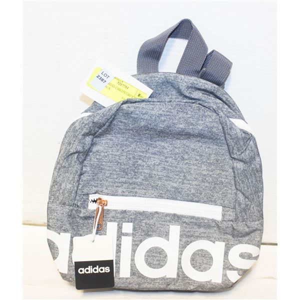 NEW ADIDAS CHILD'S GREY FABRIC BACKPACK