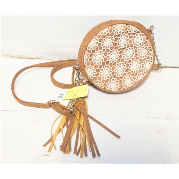 BROWN LEATHER OVER-THE-SHOULDER CIRCULAR