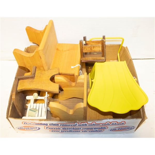 DOLL FURNITURE- BOX LOT ASSORTED