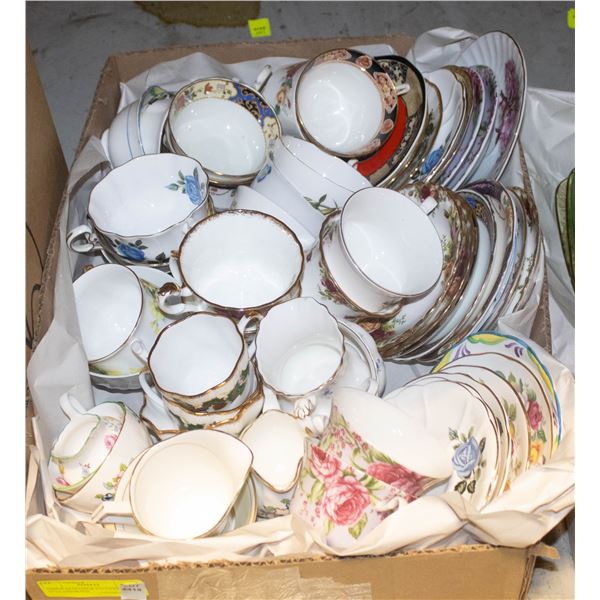 CHINA TEACUPS & SAUCERS- 22 SETS ASSORTED