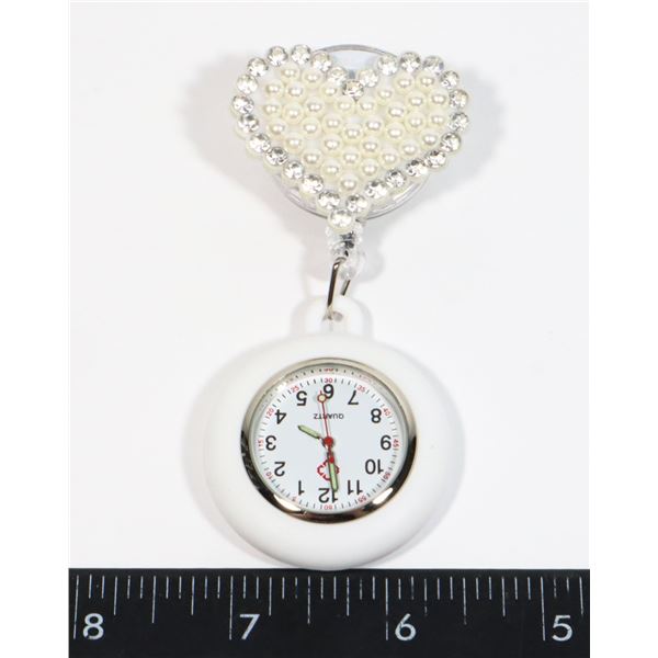 NEW FAUX PEARL AND RHINESTONE HEART CLIP ON