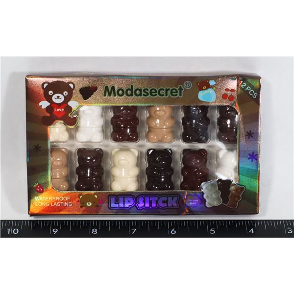 NEW TEDDY BEAR WATERPROOF MINI LIPSTICK. 12PCS