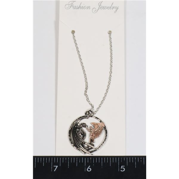 NEW GUARDIAN ANGEL AND DRAGON PENDANT AND CHAIN