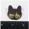 Image 1 : NEW GOLD TONE RHINESTONE CAT STUD EARRINGS
