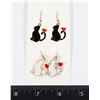 Image 1 : NEW BLACK AND WHITE CAT DROP EARRINGS