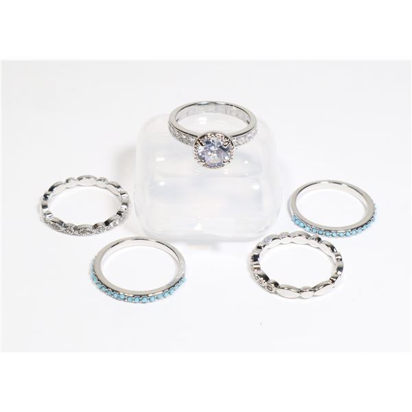NEW 5PC SIZE 7 BOHO STYLE RING SET