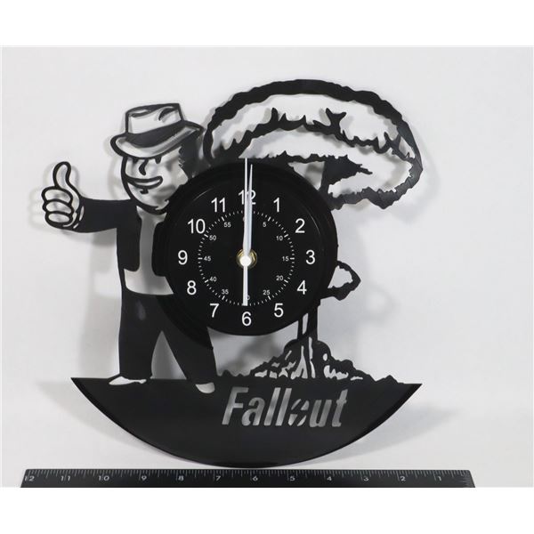 NEW FALLOUT THEME VINYL RECORD ENGRAVED WALL CLOCK