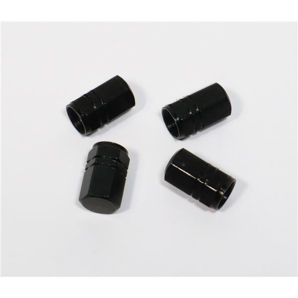 NEW 4 PC BLACK TIRE VALVE STEM CAPS