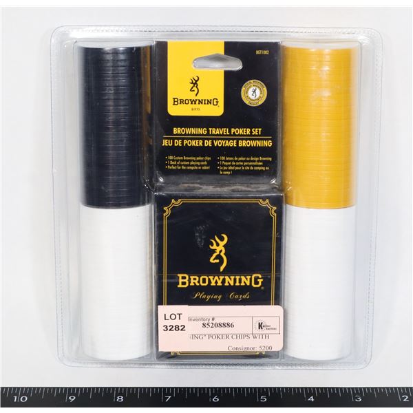 BROWNING POKER CHIPS WITH CARDS