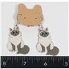 Image 1 : NEW BLUE EYED LONG HAIR CAT DROP EARRINGS.