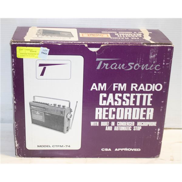 VINTAGE TRANSONIC AM/FM RADIO CASSETTE PLAYER