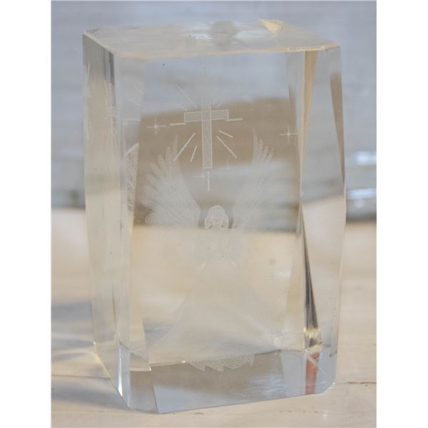 LASER ETCHED CRYSTAL "ANGEL & CROSS"