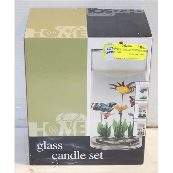 LIFE AT HOME GLASS CANDLE SET- NEW IN BOX