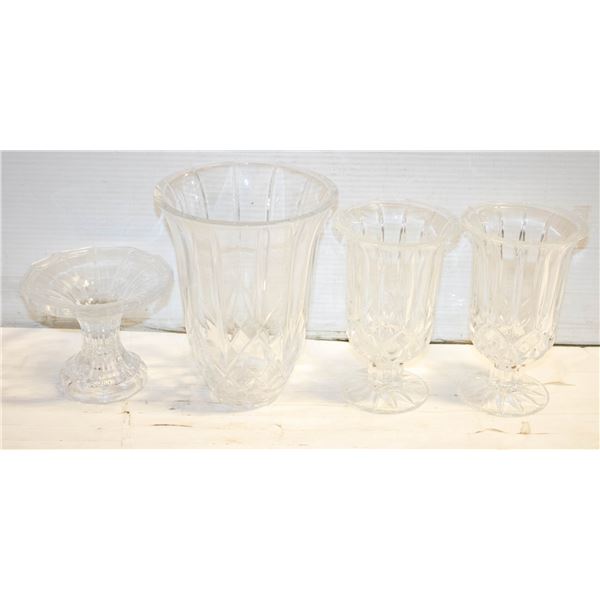 CRYSTAL HURRICANE CANDLE HOLDERS- LOT OF 3