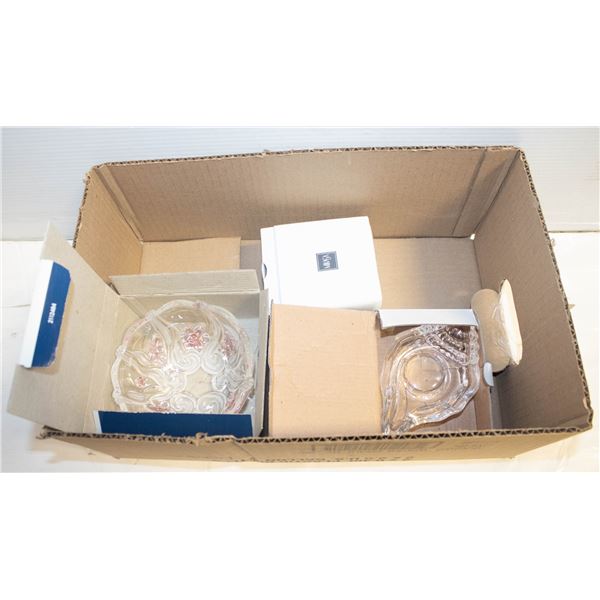 MIKASA DECORATIVE GLASSWARE- LOT OF 3 NEW IN BOX