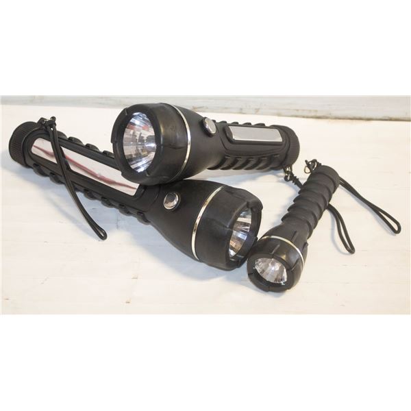 SOFT GRIP TORCH FLASHLIGHTS SET OF 3- NEW