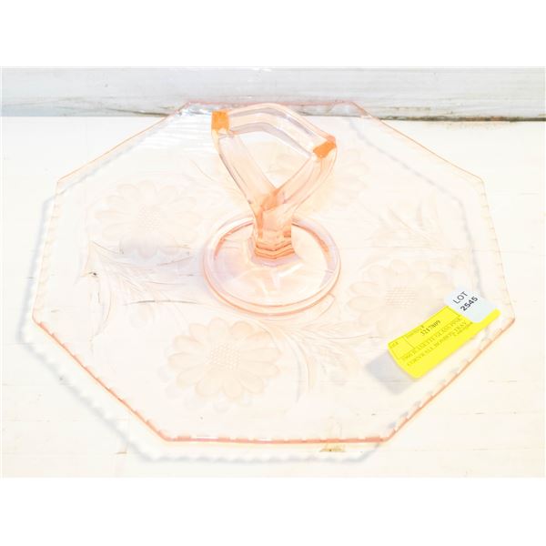 1960 JEANETTE GLASS PINK CORNWALL BONBON TRAY