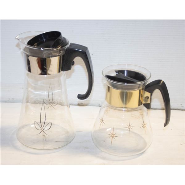 VINTAGE GLASS PYREX COFFEE POTS- ASSORTED