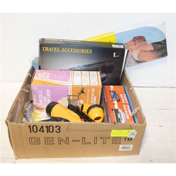AUTOMOTIVE GADGETS- BOX LOT OF NEW ASSORTED