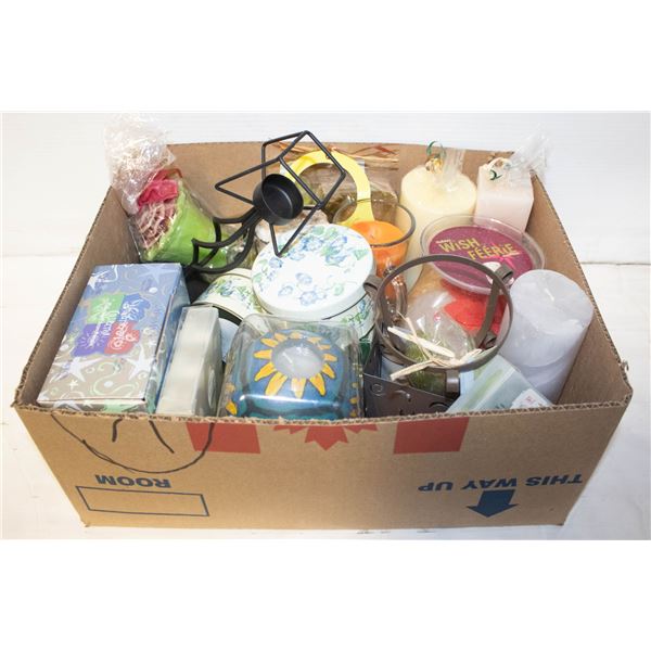 CANDLES & CANDLE HOLDERS- LARGE LOT ASSORTED