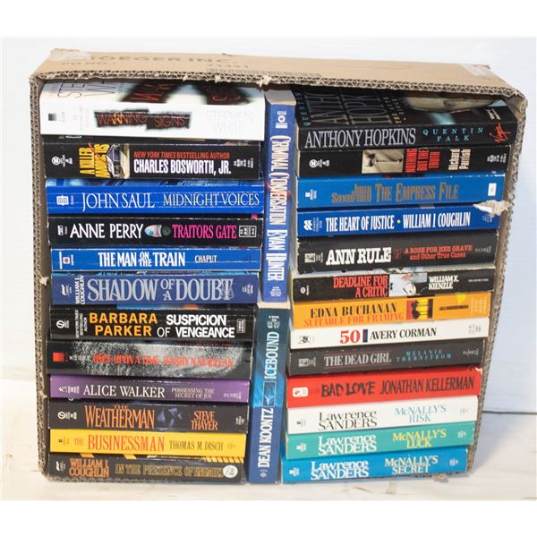 BOOKS- SOFTCOVER- CONTEMPORARY- BOX LOT ASST.