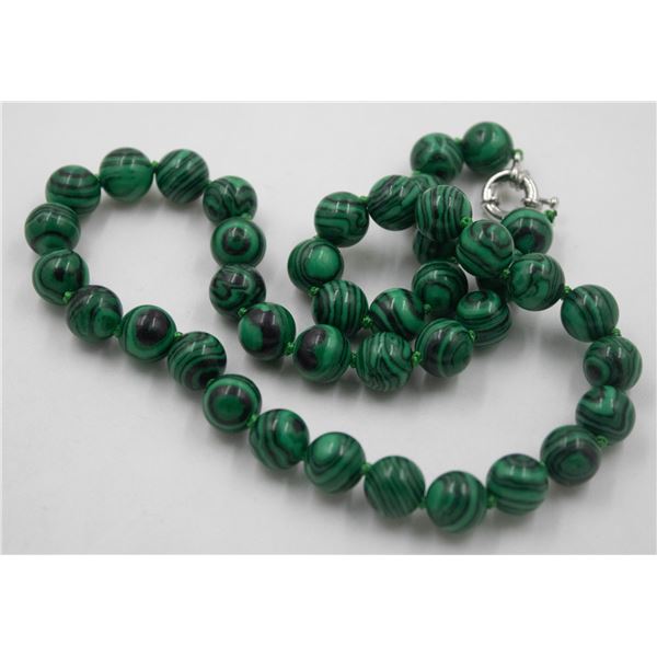 #94-GREEN MALACHITE NECKLACE 10MM/ 18"