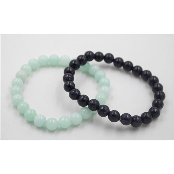 #152-NATURAL BLUE SANDSTONE & AMAZORITE BRACELET