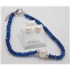 Image 1 : #79-NATURAL JADE & PEARL BRACELET 7.5 "& EARRING