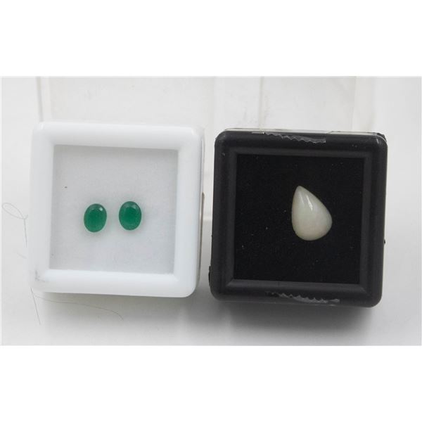 #244-GREEN AGATE 0.65 CT &  EITHOPIA OPAL 1.15CT