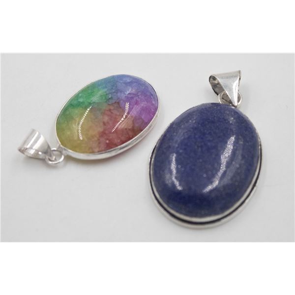 #249-NATURAL RAINBOW SOLAR QZ & LAPIZ PENDANT