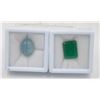 Image 1 : #234-AQUARMARINE 13.61 CT  & GREEN AGATE 11.70CT