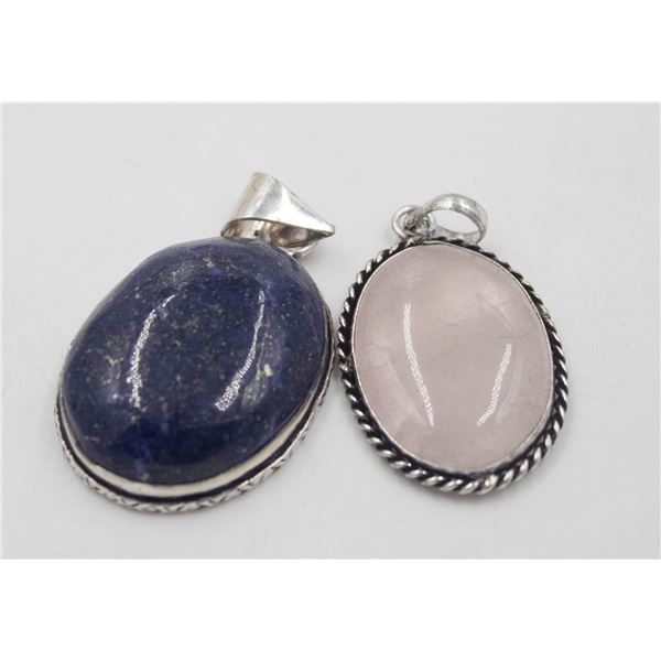 #252-NATURAL LAPIZ LAZULI & ROSE QUARTZ PENDANT