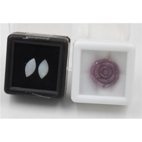 #243-EITHOPIA OPAL 1.10 CT, PINK ROSE ZOIZITE CARV