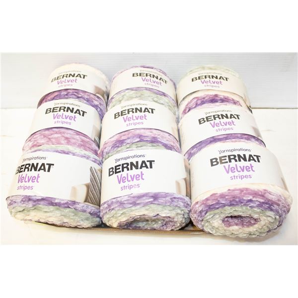 BERNAT POLYESTER YARN- 300 GRAM BALLS- LOT OF 9
